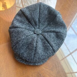 Walker Slater Harris Tweed Gray Herringbone Newsboy Cap 7 3/8